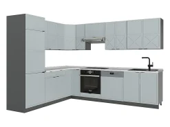 Cocina esquinera azul claro/gris antracita 287x60x81.6 fame-line