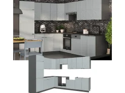 Cocina esquinera azul claro/gris antracita 287x60x81.6 fame-line