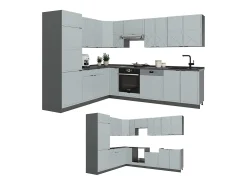 Cocina esquinera azul claro/gris antracita 287x60x81.6 fame-line