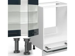 Cocina esquinera azul oscuro alto brillo/blanco 347x46x81.6 fame-line