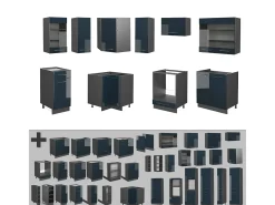 Cocina esquinera azul oscuro alto brillo/antracita 190x60x81.6 fame-line
