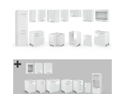 Cocina esquinera blanco alto brillo/blanco 287x46x81.6 fame-line