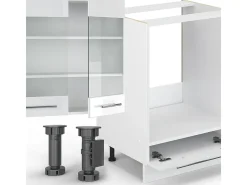 Cocina esquinera blanco alto brillo/blanco 347x60x81.6 fame-line