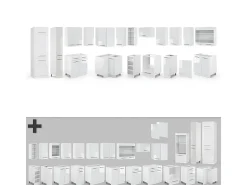 Cocina esquinera blanco alto brillo/blanco 347x60x81.6 fame-line
