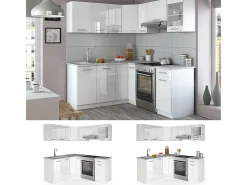 Cocina esquinera blanco alto brillo/blanco 187x60x81.6 rick