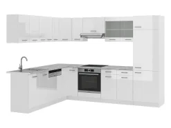 Cocina esquinera blanco alto brillo/blanco 287x60x81.6 r-line