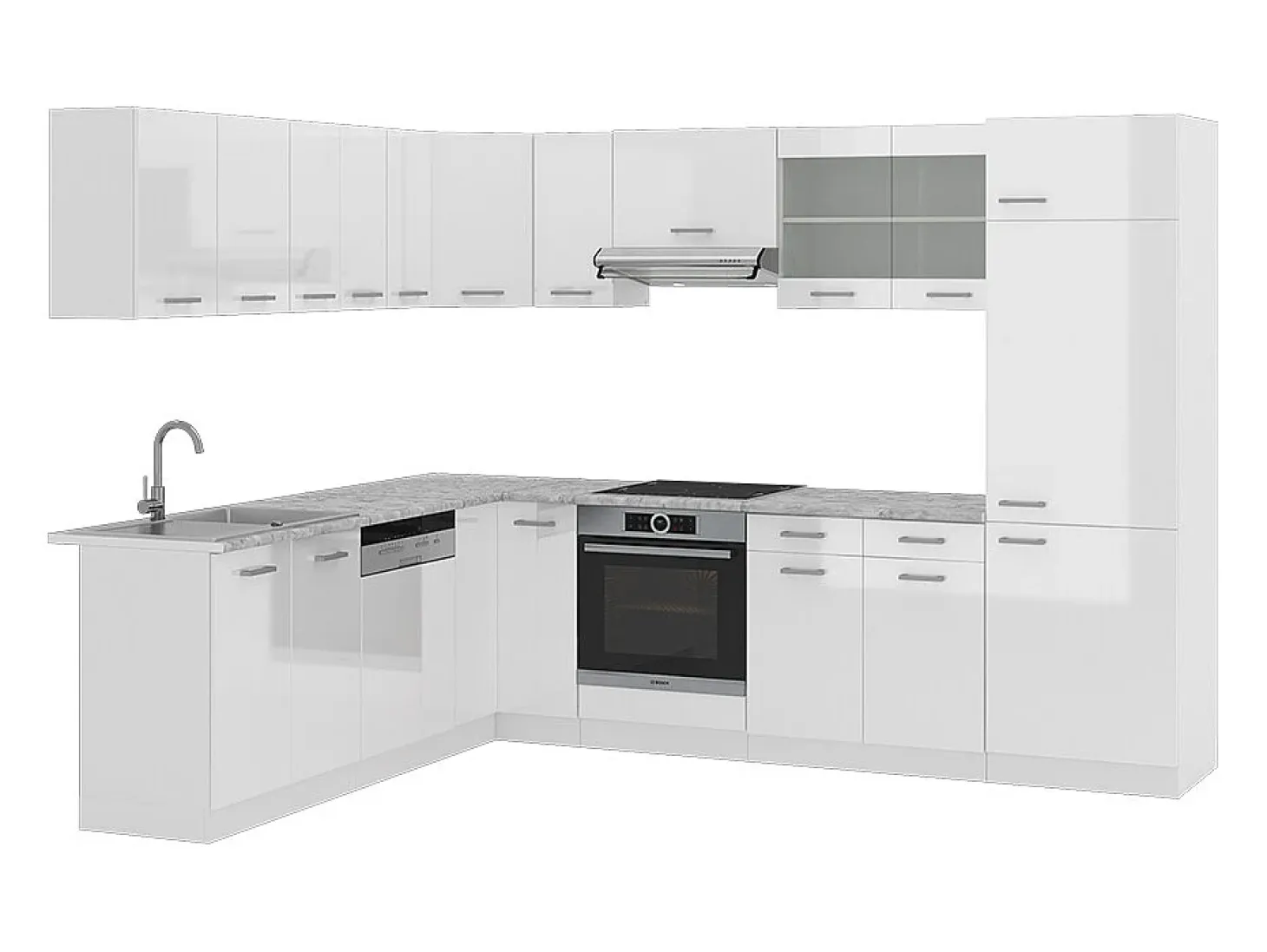 Cocina esquinera blanco alto brillo/blanco 287x60x81.6 r-line