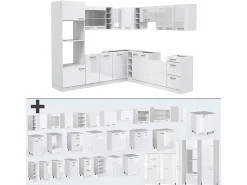 Cocina esquinera blanco alto brillo/blanco 247x46x81.6 r-line