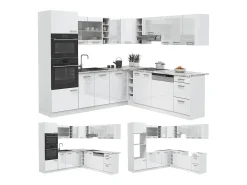 Cocina esquinera blanco alto brillo/blanco 247x46x81.6 r-line