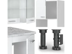 Cocina esquinera blanco alto brillo/blanco 247x46x81.6 r-line