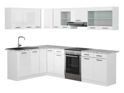 Cocina esquinera blanco alto brillo/blanco 270x60x81.6 rick
