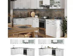 Cocina esquinera blanco alto brillo/blanco 270x60x81.6 rick