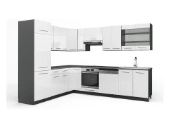Cocina esquinera blanco brillo/antracita 287x60x81.6 fame-line