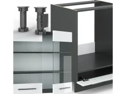 Cocina esquinera blanco brillo/antracita 190x60x81.6 fame-line