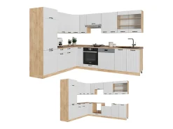 Cocina esquinera blanco casa de campo 287x46x81.6 fame-line