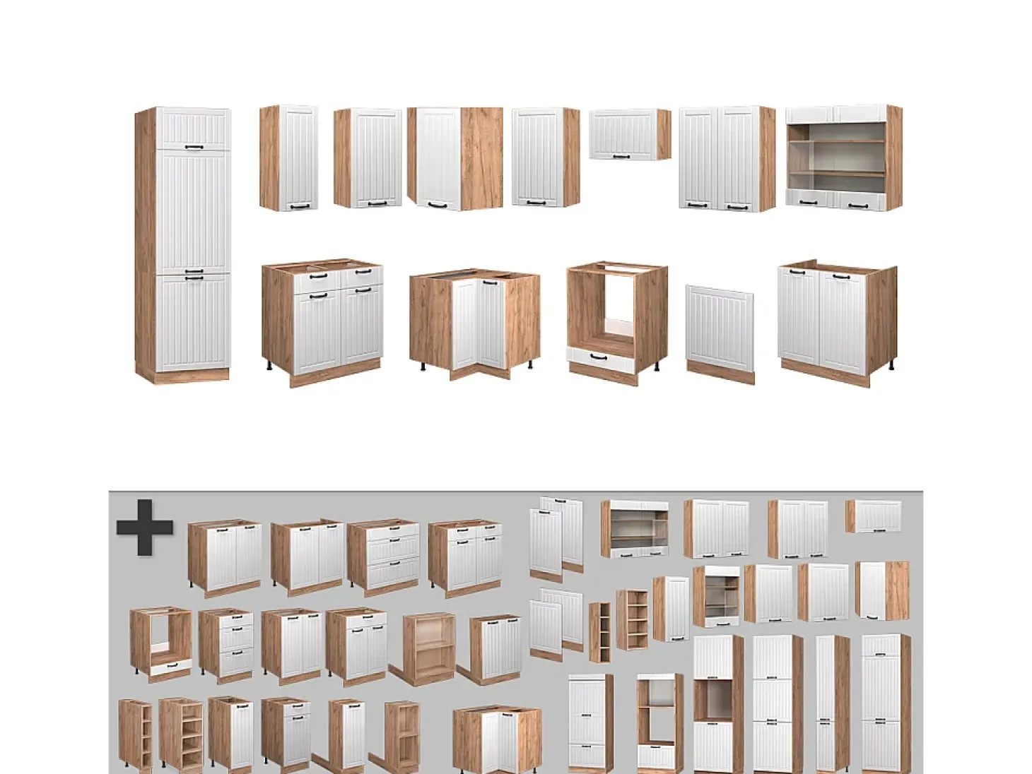 Cocina esquinera blanco casa de campo 227x60x81.6 fame-line