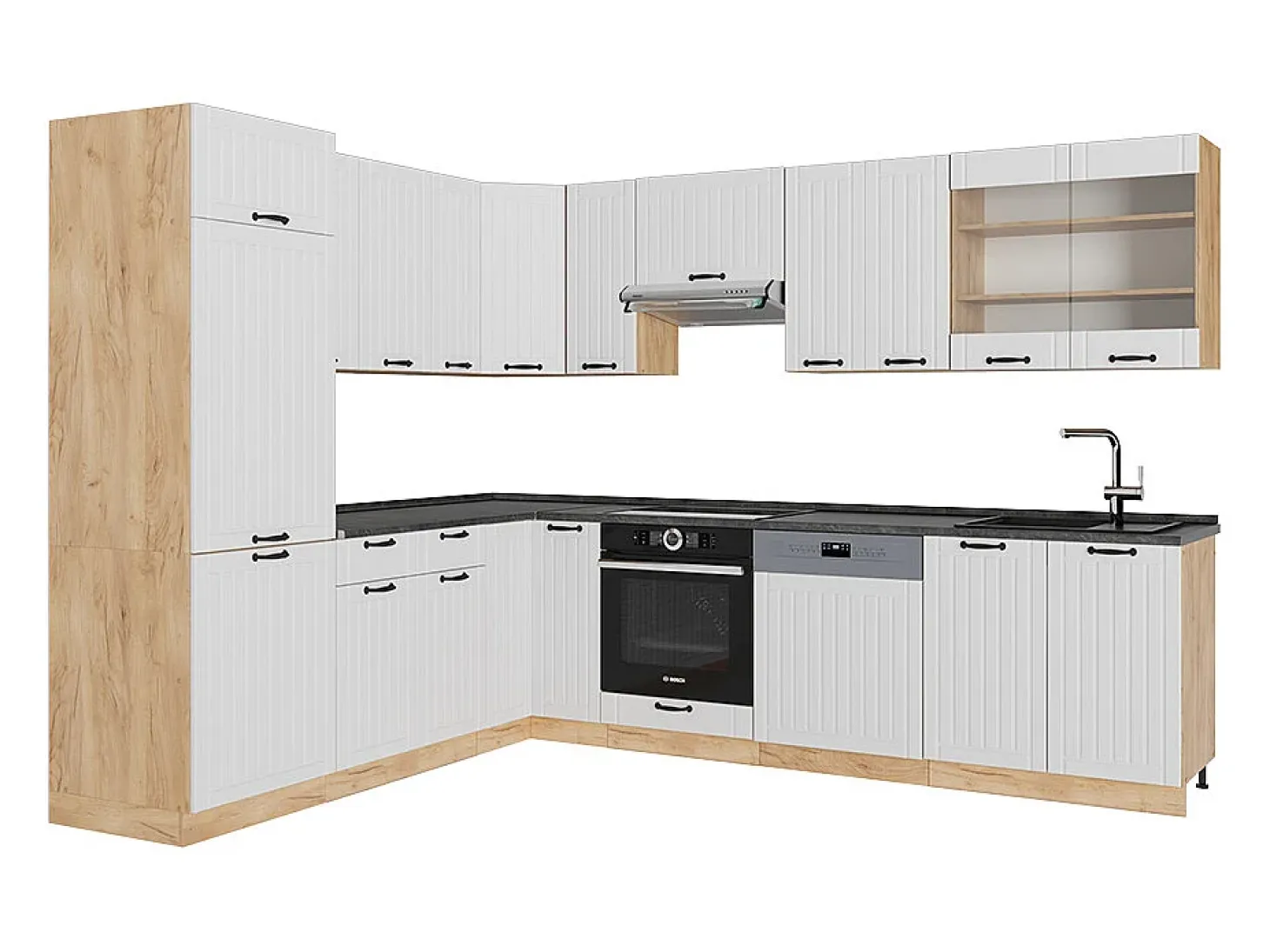 Cocina esquinera blanco casa de campo 227x60x81.6 fame-line