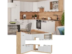 Cocina esquinera blanco casa de campo 227x60x81.6 fame-line