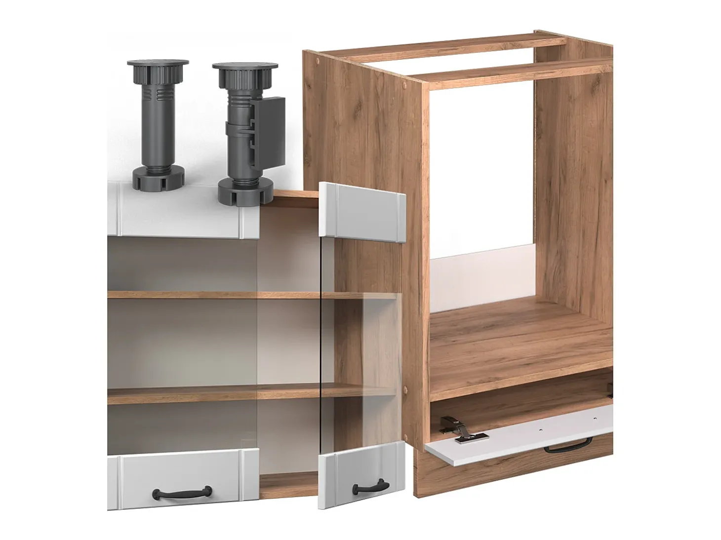 Cocina esquinera blanco casa de campo 227x60x81.6 fame-line