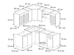 Cocina esquinera blanco casa de campo 190x46x81.6 fame-line