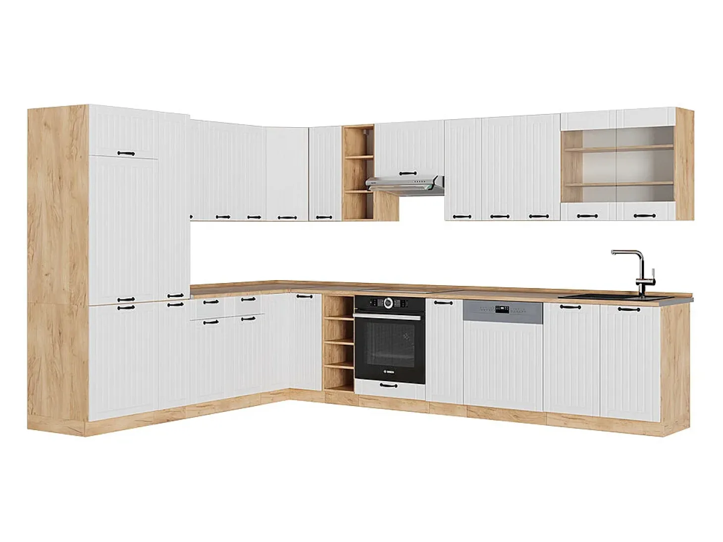 Cocina esquinera blanco casa de campo 347x46x81.6 fame-line