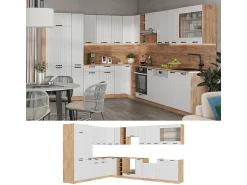 Cocina esquinera blanco casa de campo 347x46x81.6 fame-line
