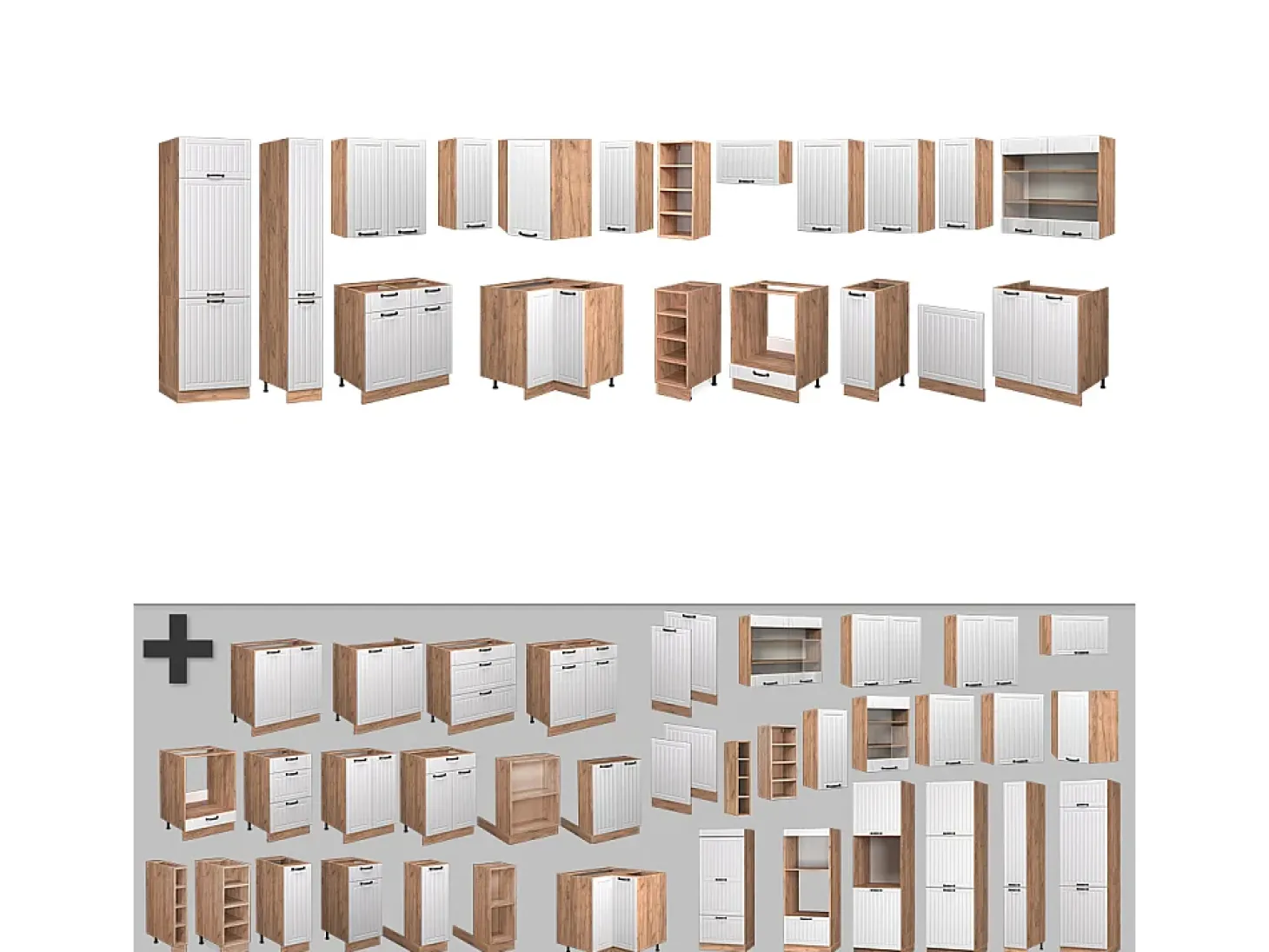 Cocina esquinera blanco casa de campo 347x60x81.6 fame-line