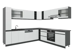 Cocina esquinera blanco 257x46x81.6 r-line