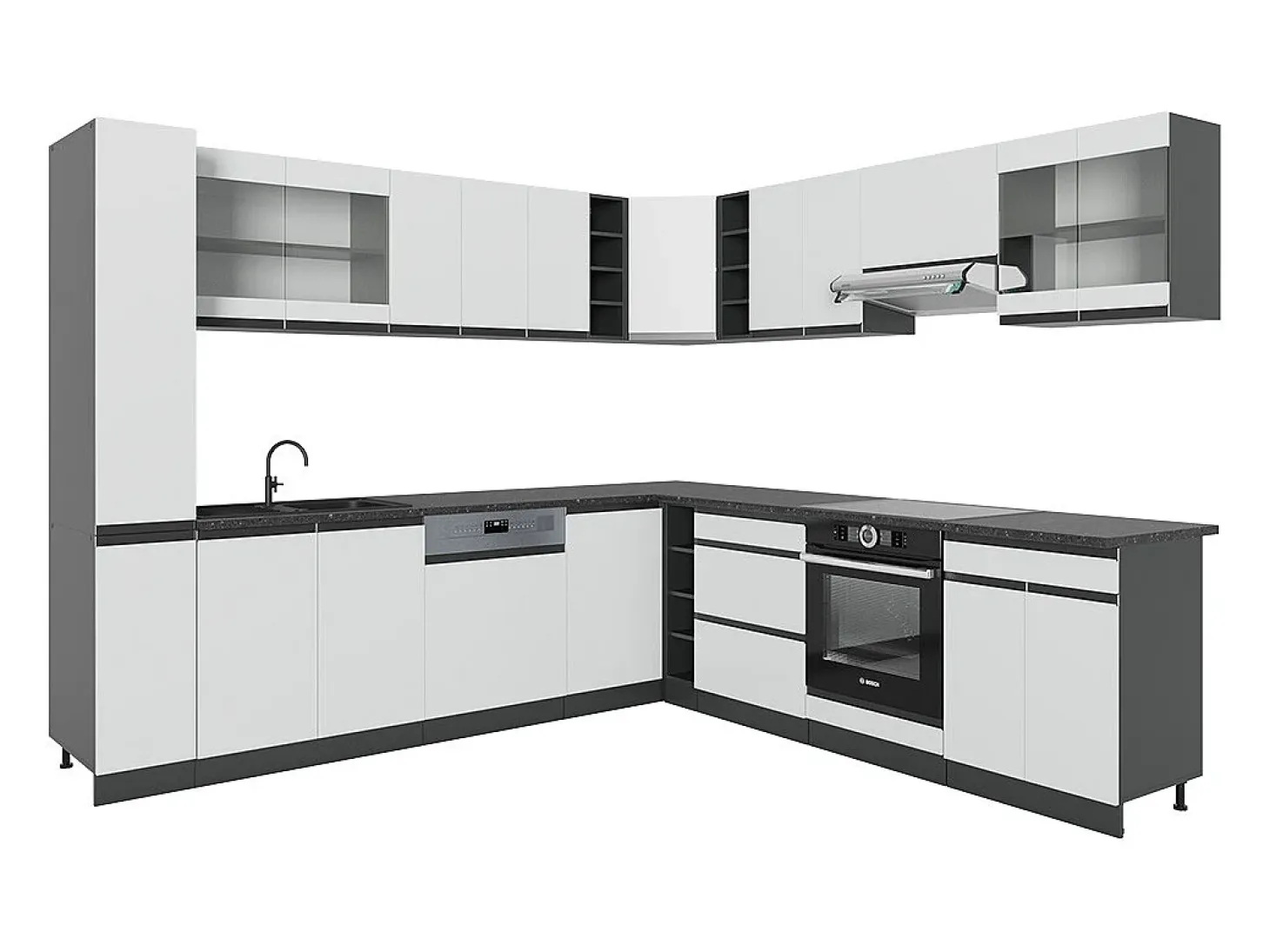 Cocina esquinera blanco 257x46x81.6 r-line