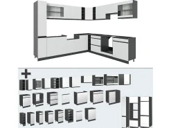 Cocina esquinera blanco 257x46x81.6 r-line