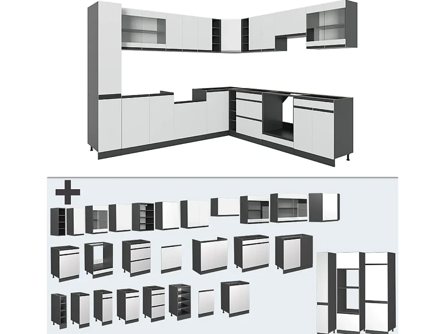 Cocina esquinera blanco 257x46x81.6 r-line