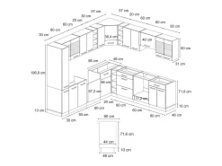 Cocina esquinera blanco 257x46x81.6 r-line