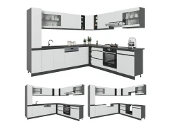 Cocina esquinera blanco 257x46x81.6 r-line