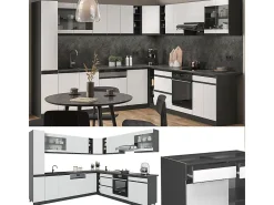 Cocina esquinera blanco 257x46x81.6 r-line