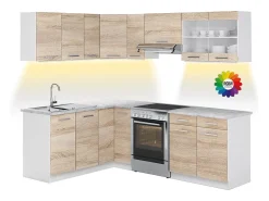 Cocina esquinera blanco/sonoma 227x60x81.6 rick