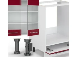 Cocina esquinera burdeos brillo intenso/blanco 347x60x81.6 fame-line