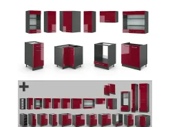 Cocina esquinera burdeos brillo intenso/antracita 190x60x81.6 fame-line