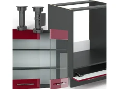 Cocina esquinera burdeos brillo intenso/antracita 190x60x81.6 fame-line