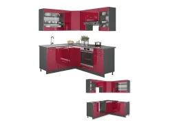 Cocina esquinera burdeos brillo intenso/antracita 190x60x81.6 fame-line