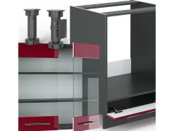 Cocina esquinera burdeos brillo intenso/antracita 287x60x81.6 fame-line