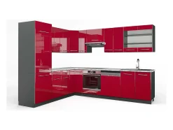 Cocina esquinera burdeos brillo intenso/antracita 287x60x81.6 fame-line