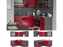 Cocina esquinera burdeos brillo intenso/antracita 190x46x81.6 fame-line