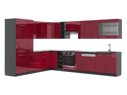 Cocina esquinera burdeos brillo intenso/antracita 347x46x81.6 fame-line