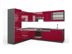 Cocina esquinera burdeos brillo intenso/antracita 287x60x81.6 fame-line