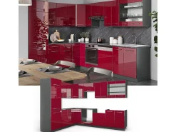 Cocina esquinera burdeos brillo intenso/antracita 287x60x81.6 fame-line