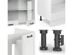 Cocina esquinera casa de campo blanca/blanca 287x46x81.6 r-line