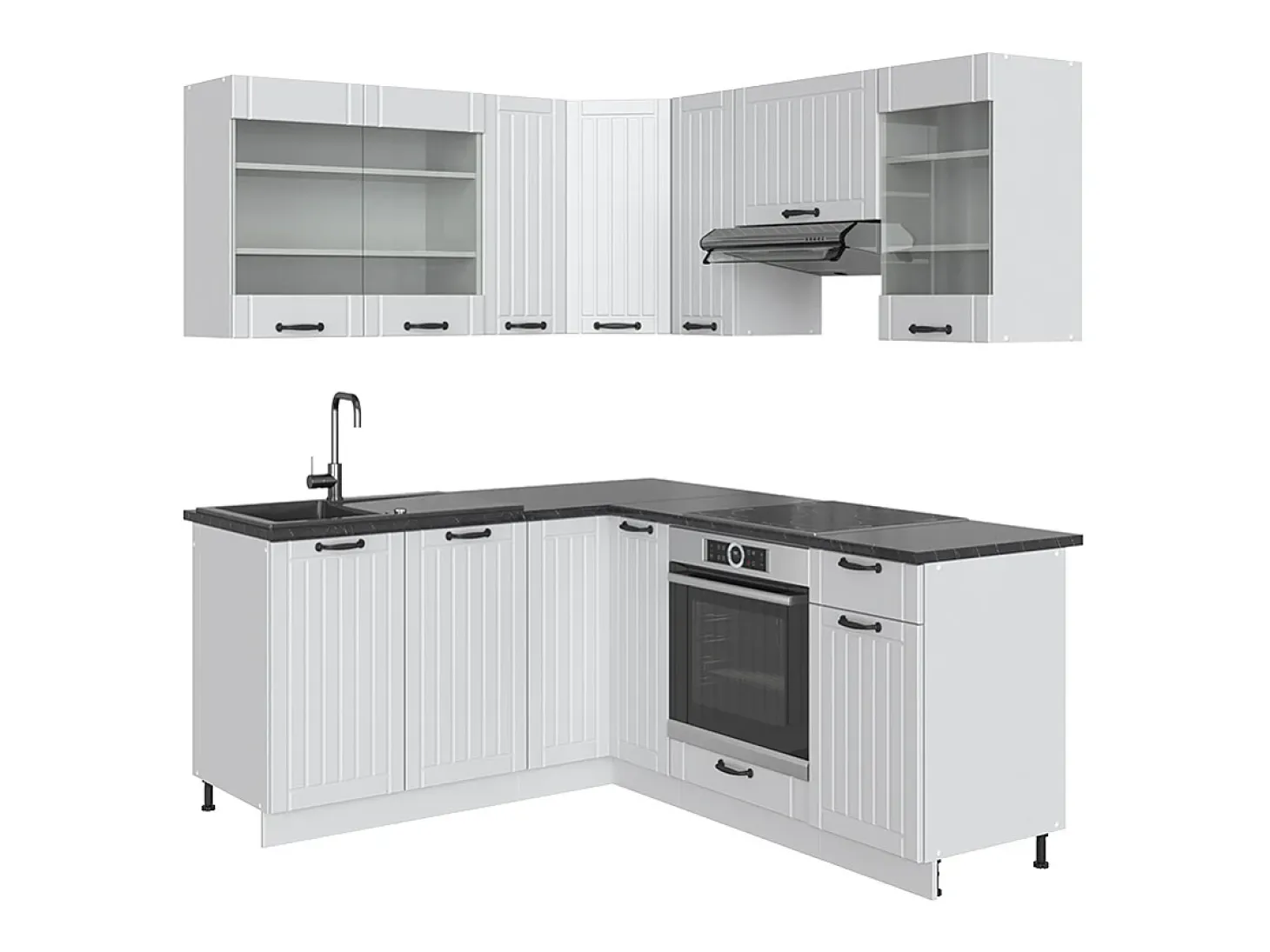 Cocina esquinera casa de campo blanca/blanca 190x60x81.6 fame-line