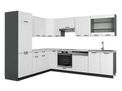 Cocina esquinera casa de campo blanca/antracita 287x60x81.6 fame-line