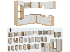 Cocina esquinera casa de campo blanca/roble dorado 247x46x81.6 r-line