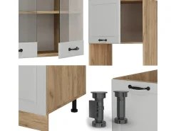 Cocina esquinera casa de campo blanca/roble dorado 247x46x81.6 r-line